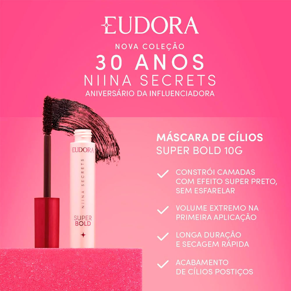 Máscara Para Cílios Eudora Niina Secrets Super Bold 10g
