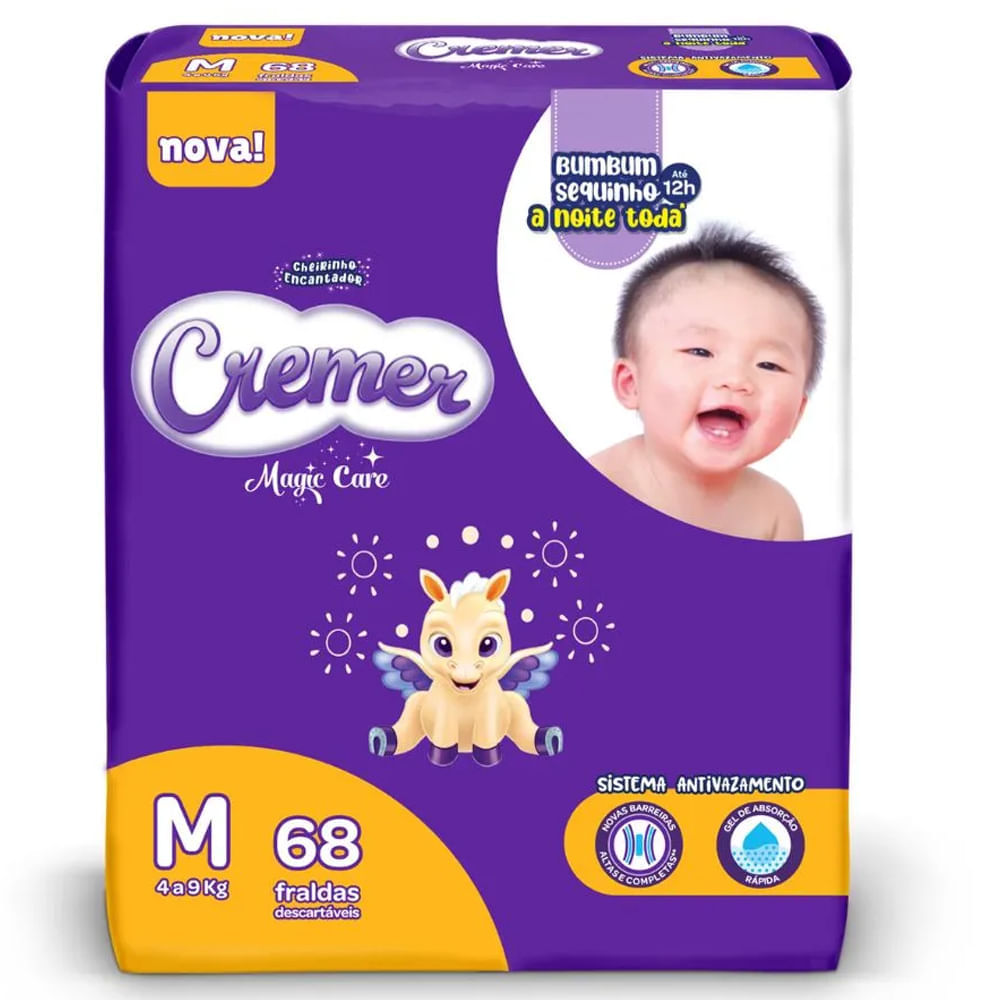 Fralda Descartável Cremer Magic Care Hiper M 68 Tiras
