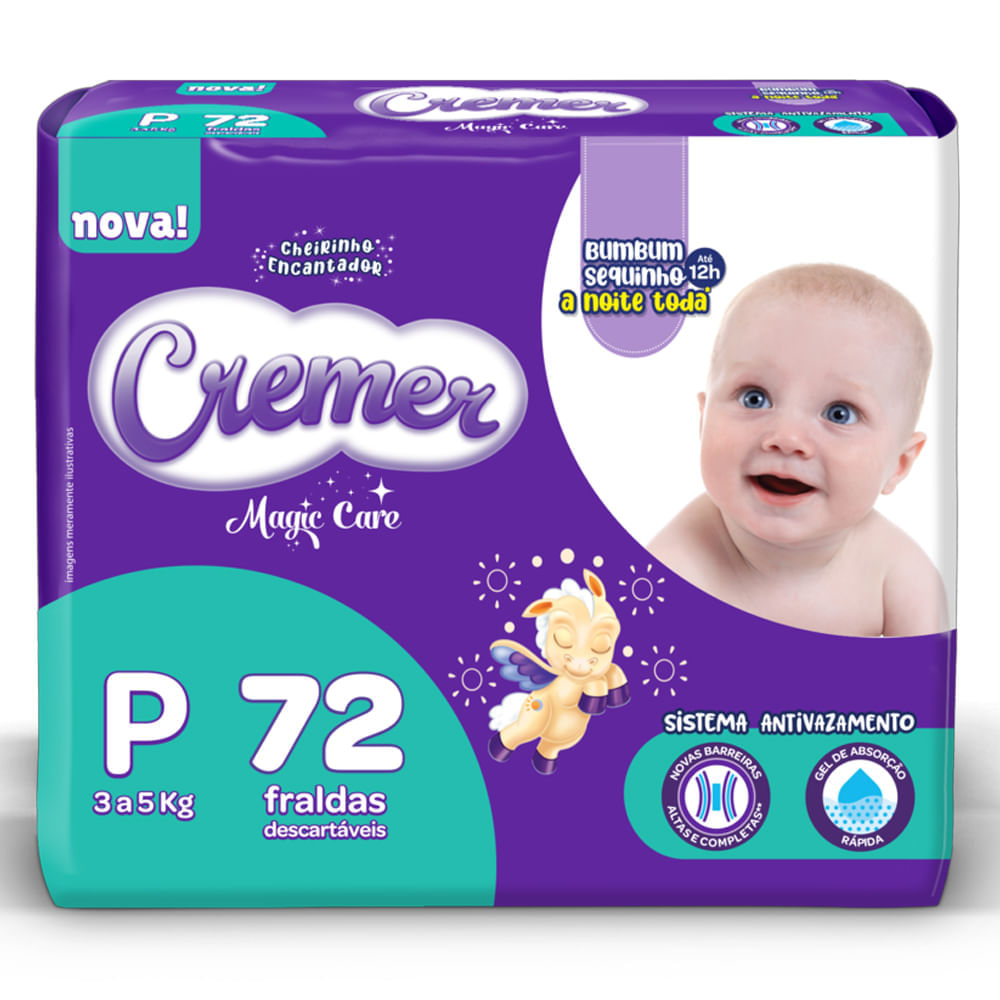 Fraldas Descartável Cremer Magic Care P 72 Unidades