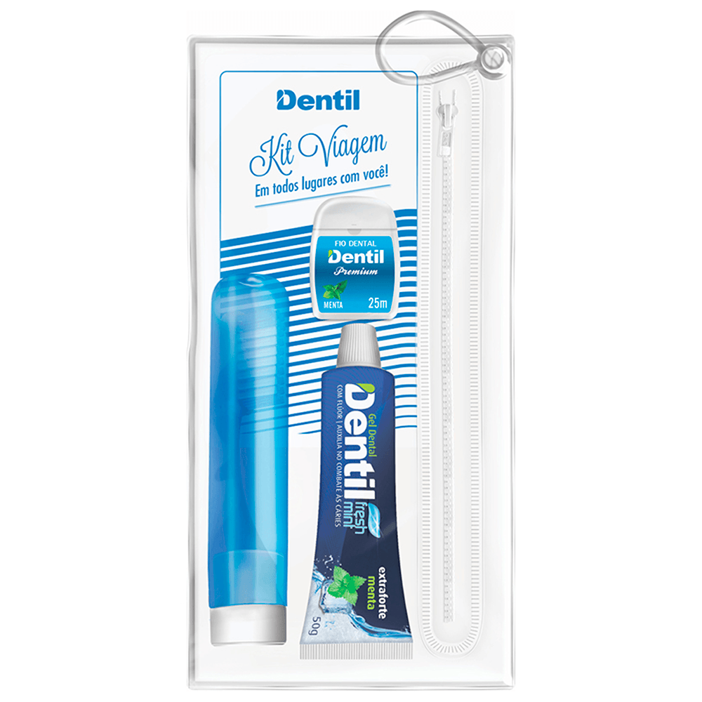 Kit Viagem Dentil Gel Fresh + Fio Dental + Escova