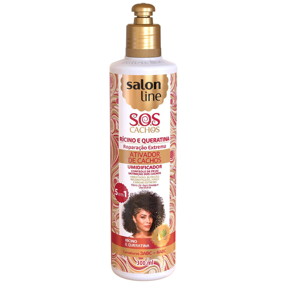 Ativador De Cachos Salon Line SOS Cachos Rícino E Queratina 300ml