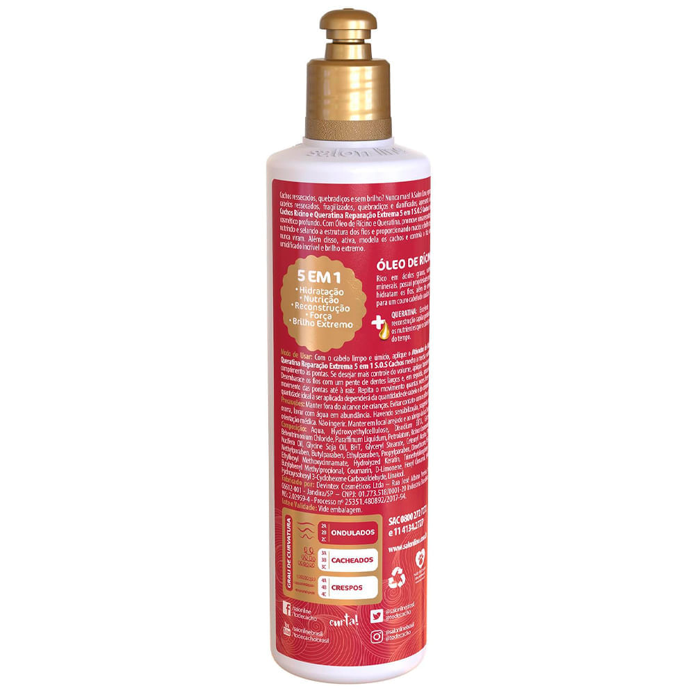 Ativador De Cachos Salon Line SOS Cachos Rícino E Queratina 300ml