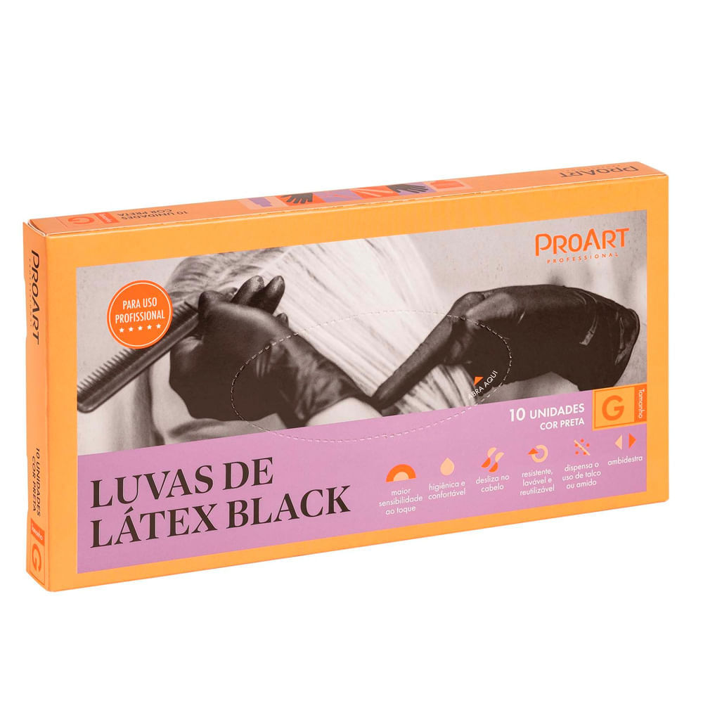 Luvas De Látex Proart Black G 10 Unidades