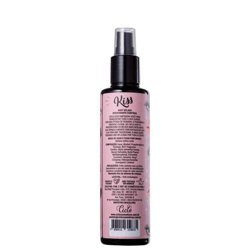 Body Splash Ciclo Cosméticos Kiss Deo Colônia 200ml