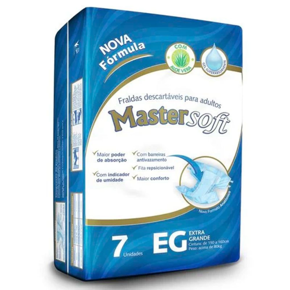 Fralda Geriátrica Mastersoft Regular Tamanho EG Com 7 Unidades