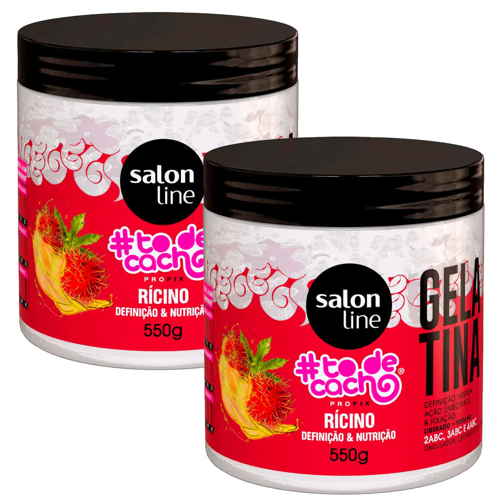 Kit Gelatina Salon Line To De Cachos Óleo De Rícino 550g 2 Unidades