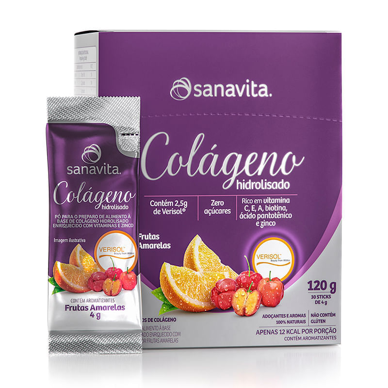 Colágeno Verisol Frutas Amarelas 30 Sachês - Sanavita