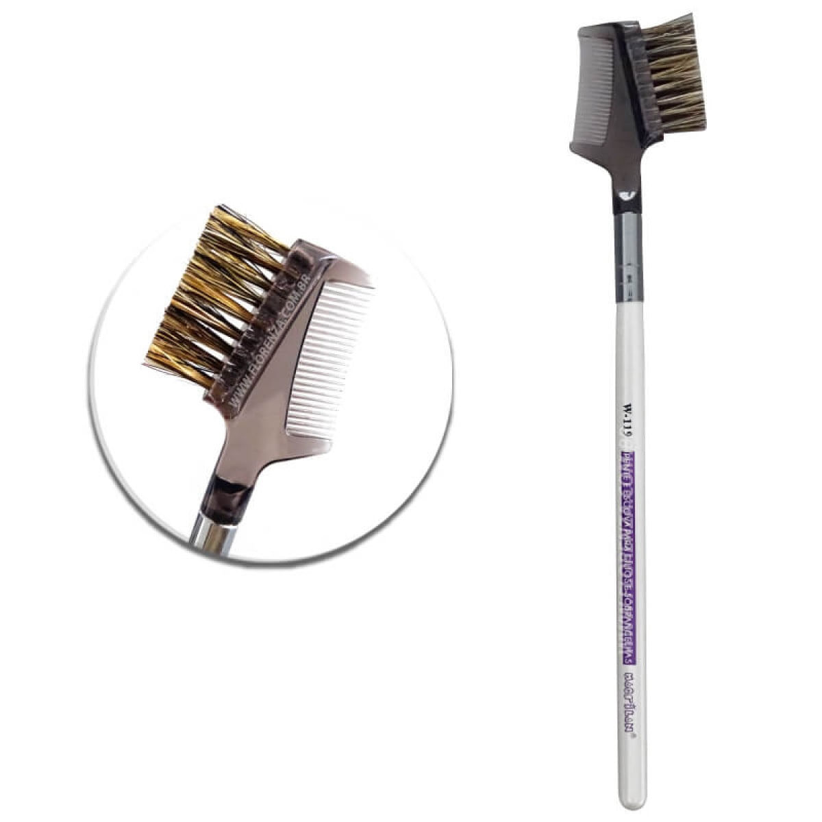 Pincel W119 profissional pente e escova para cílios e sobrancelhas Macrilan