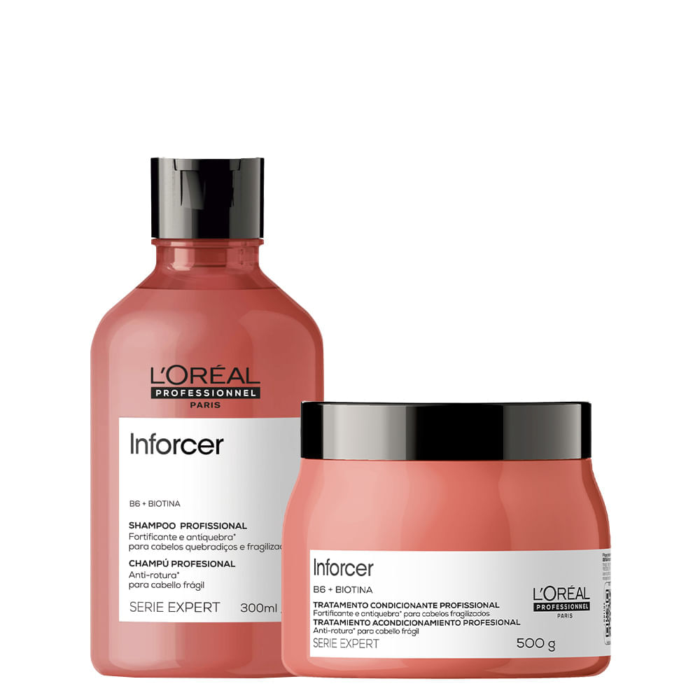 Kit L'oréal Professionnel Serie Expert Inforcer- Shampoo 300 Ml + Máscara 500 G