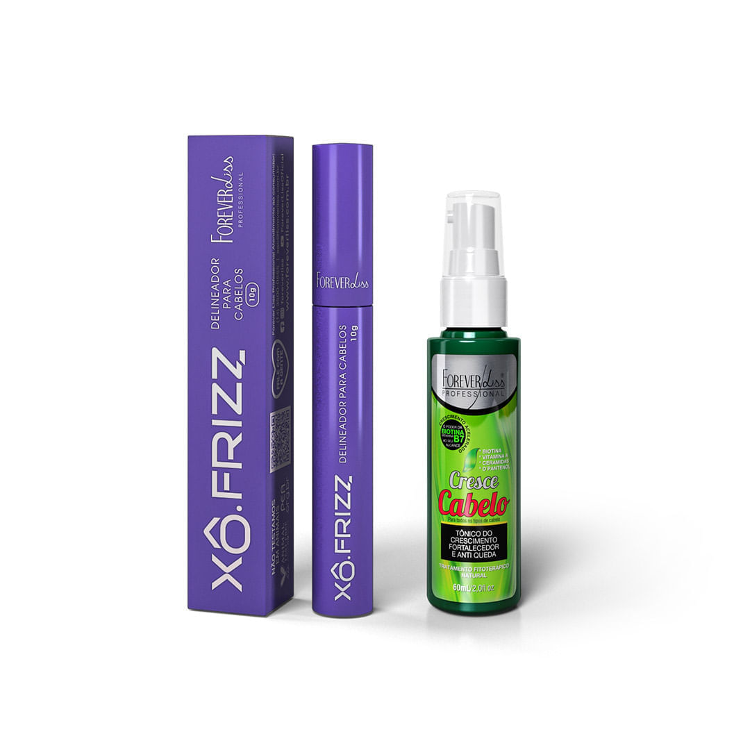 Kit Modelador de Fios Xô Frizz e Tônico Capilar Cresce Cabelo 60ml Forever Liss