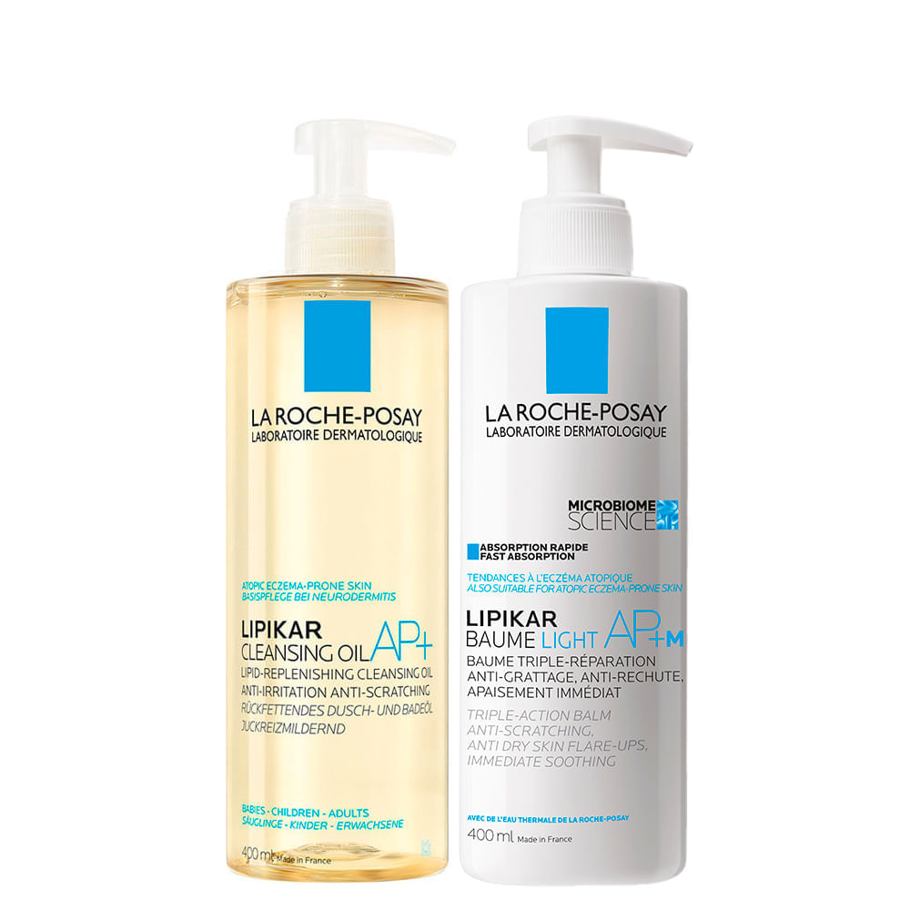 Kit Corporal La Roche-Posay Lipikar - Óleo de Limpeza Cleasing Oil AP+ 400 ml + Creme Hidratante Corporal AP+M 400 ml