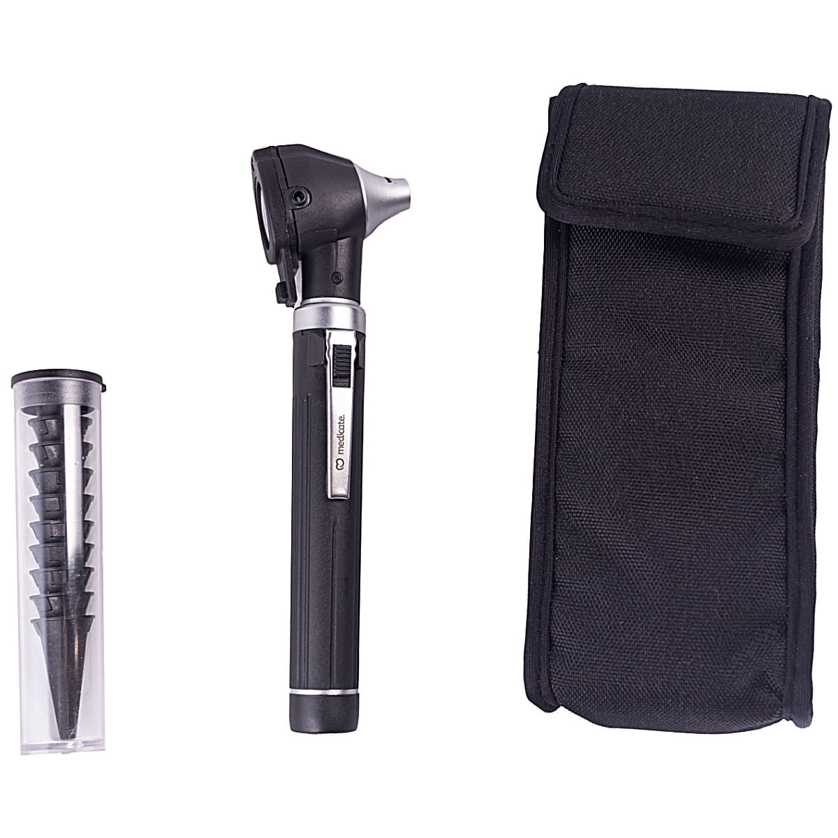 Otoscópio Fibra Óptica LED Medicate Preto