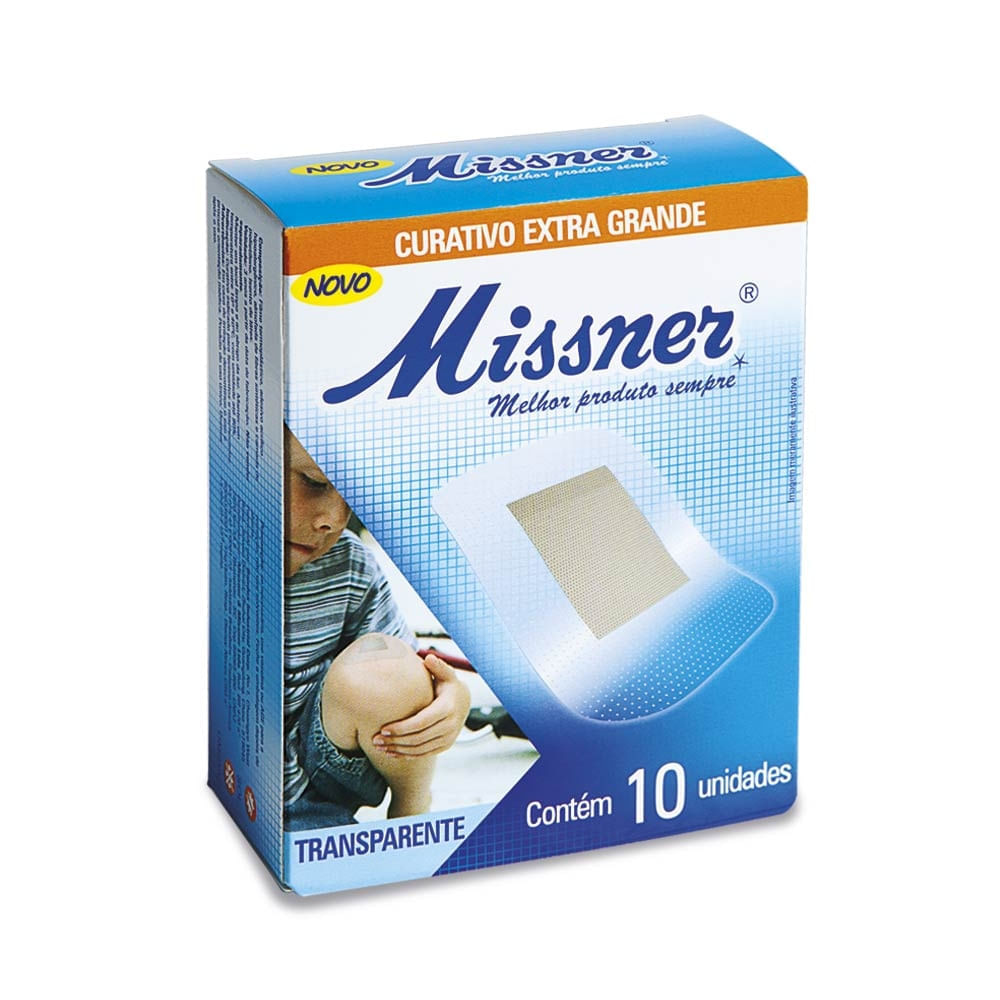 Curativo Flexível Missner Transparente Extra Grande 50x75mm - 10 Unidades