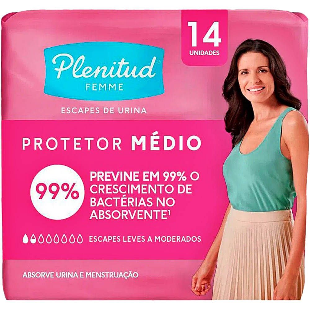 Absorvente Plenitud Femme Protetor Médio - 14 Unidades