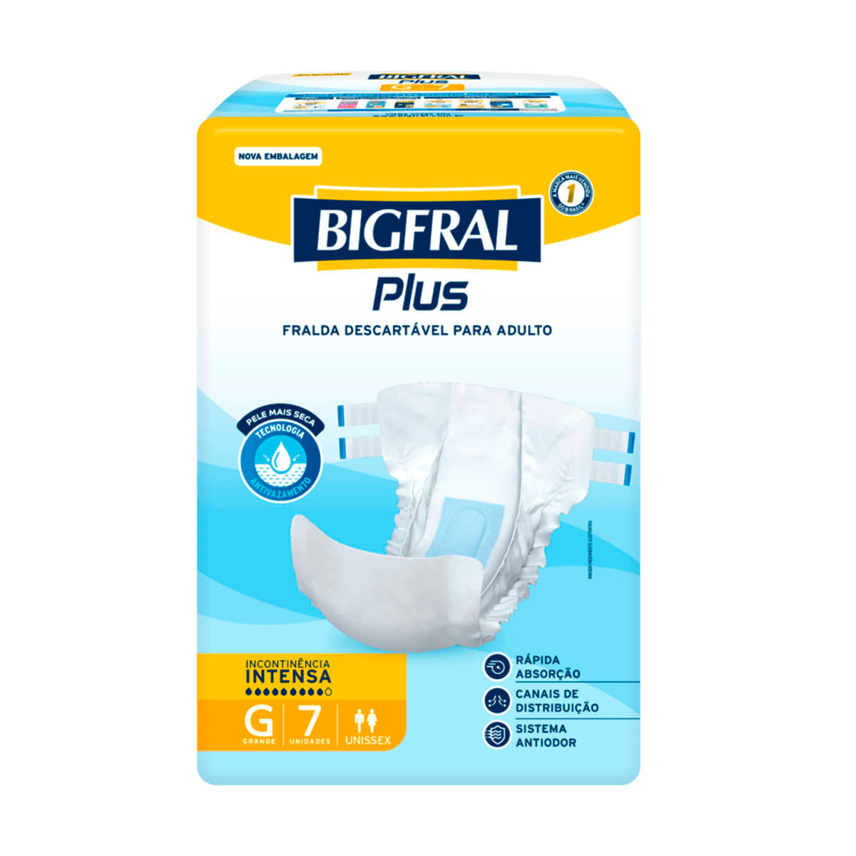 Fralda Geriátrica Plus Bigfral - Tamanho G - 7 Unidades