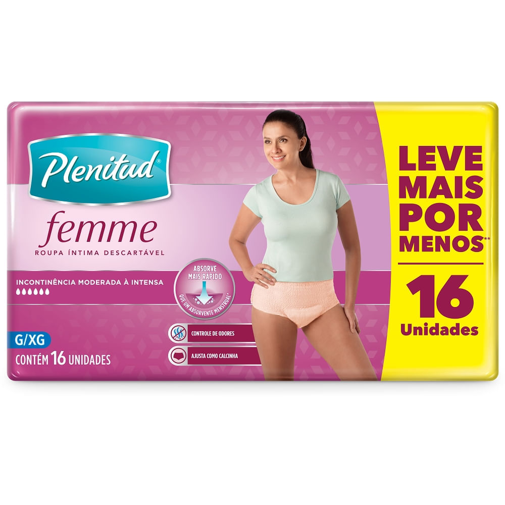 Roupa Íntima Descartável Plenitud Femme Tam G/xg - 16 Unidades