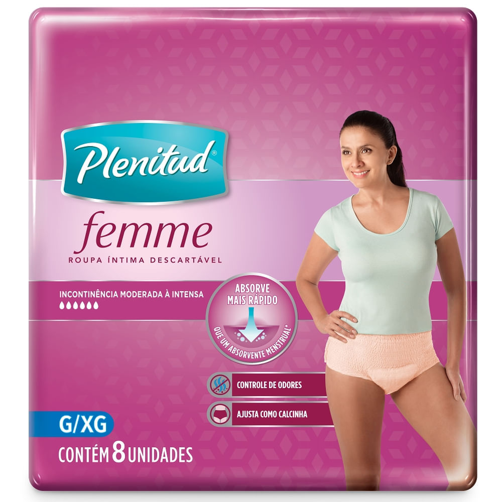 Roupa Íntima Descartável Plenitud Femme Tam G/xg - 08 Unidades