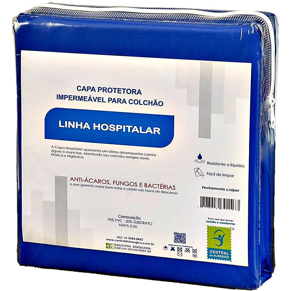 Capa Impermeável Napa Colchão Solteiro 0,88mX1,88mX12cm Zíper