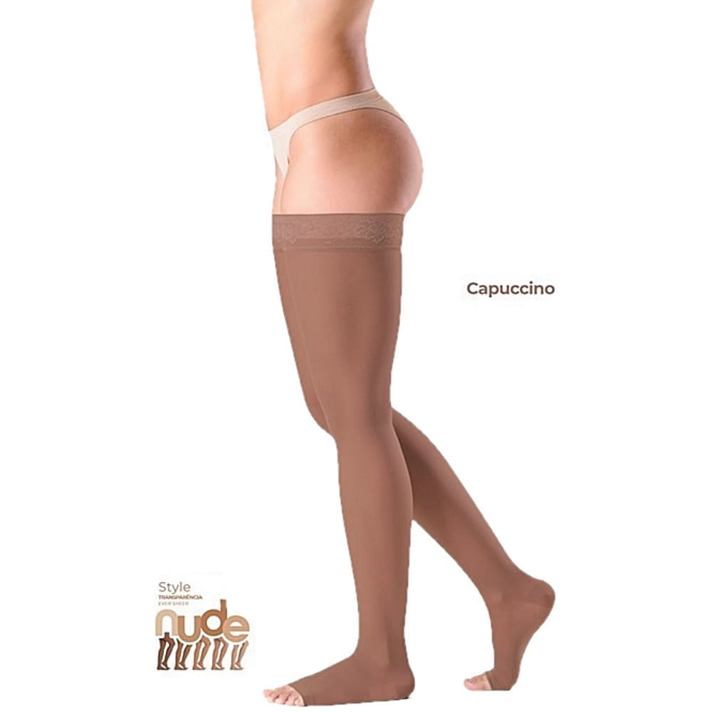 Meia 7/8 Ever Sheer 20-30 mmHg Aberta Capuccino Tam M3