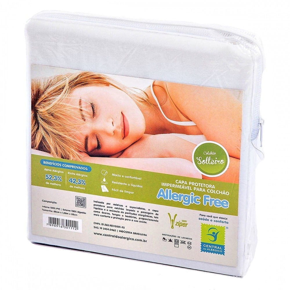 Capa Protetora Colchão Solteiro 0,88mX1,88mX30cm Zíper