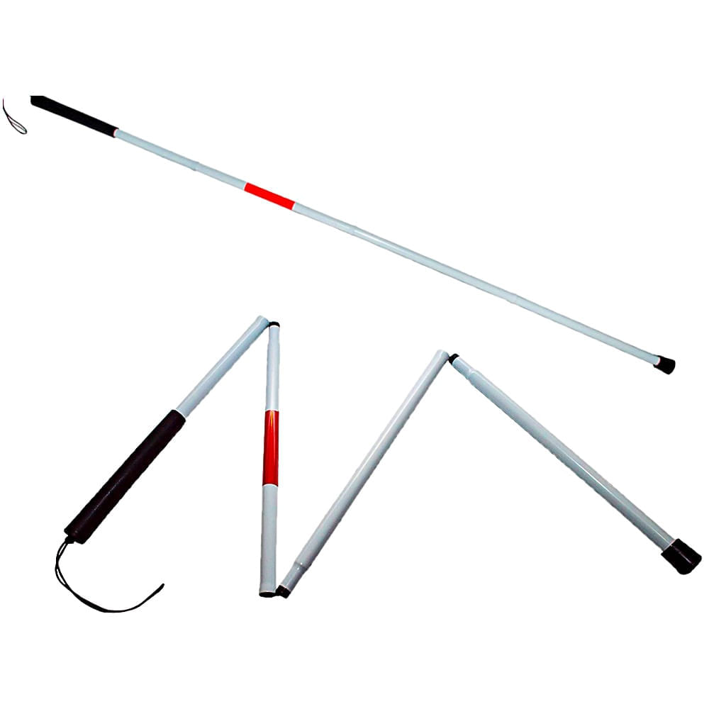 Bengala Articulada Para Deficiente Visual Branca Alumínio Tam M 1.10m