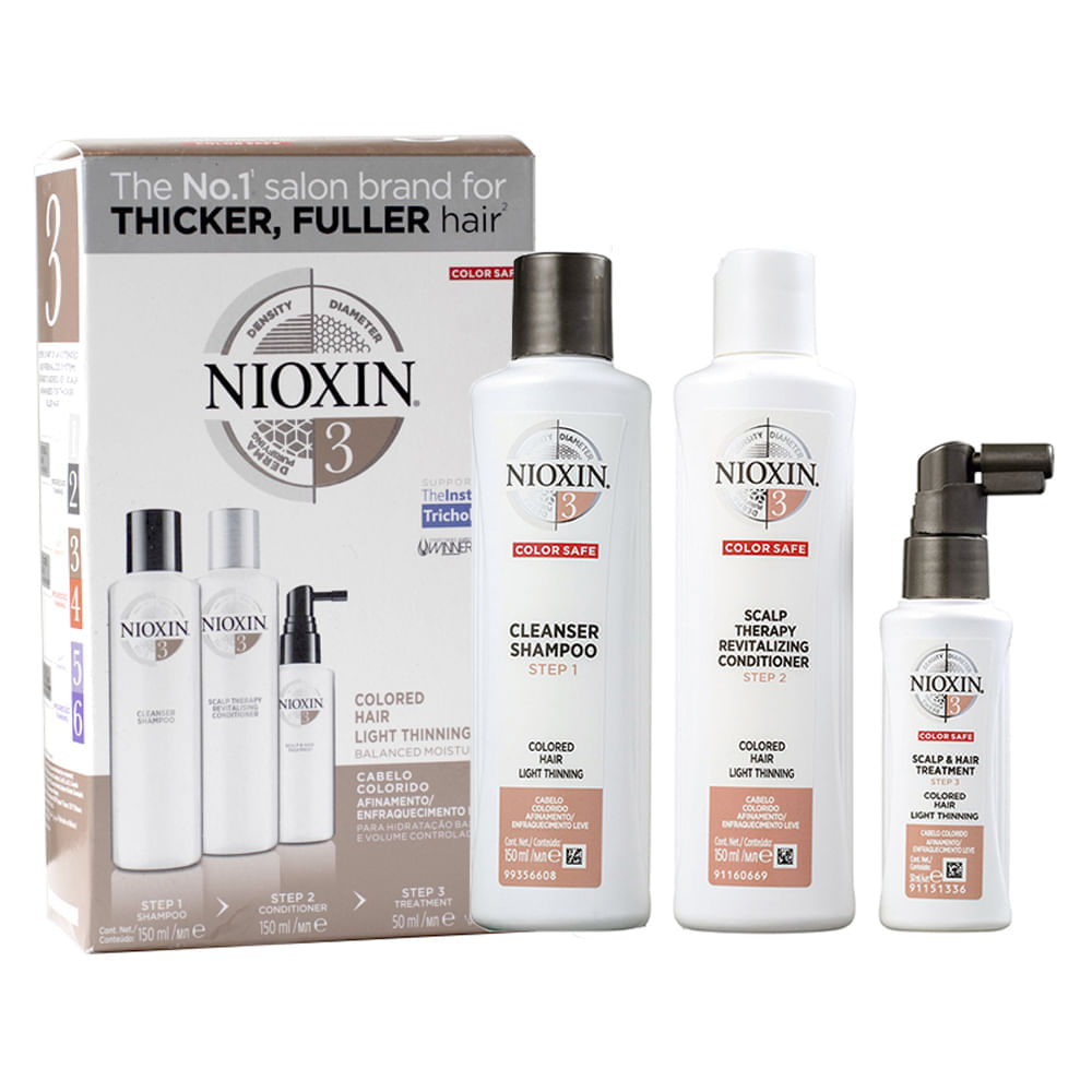 Kit Nioxin Trial Sistema 3 Shampoo 150ml + Condicionador 150ml + Tratamento 50ml
