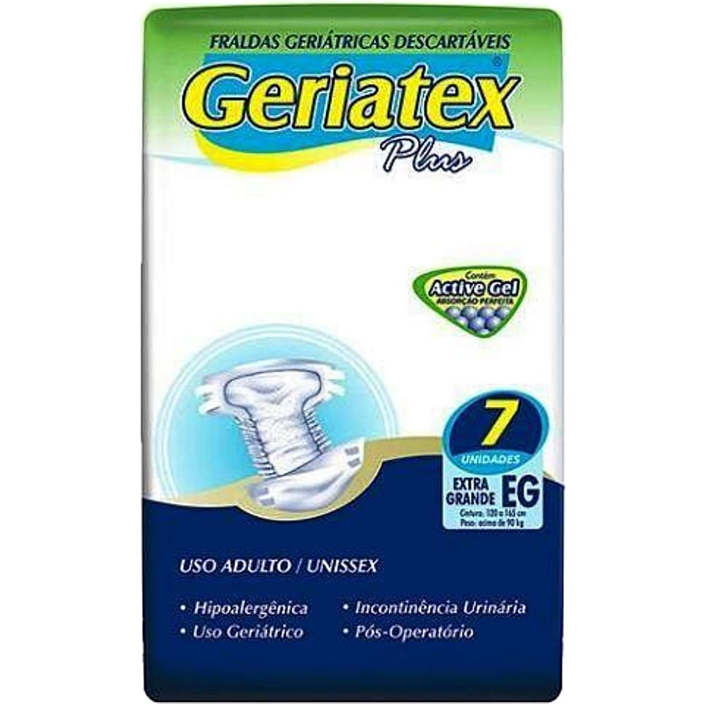 Fralda Geriátrica Geriatex Plus - Tamanho Eg - Com 07 Fraldas