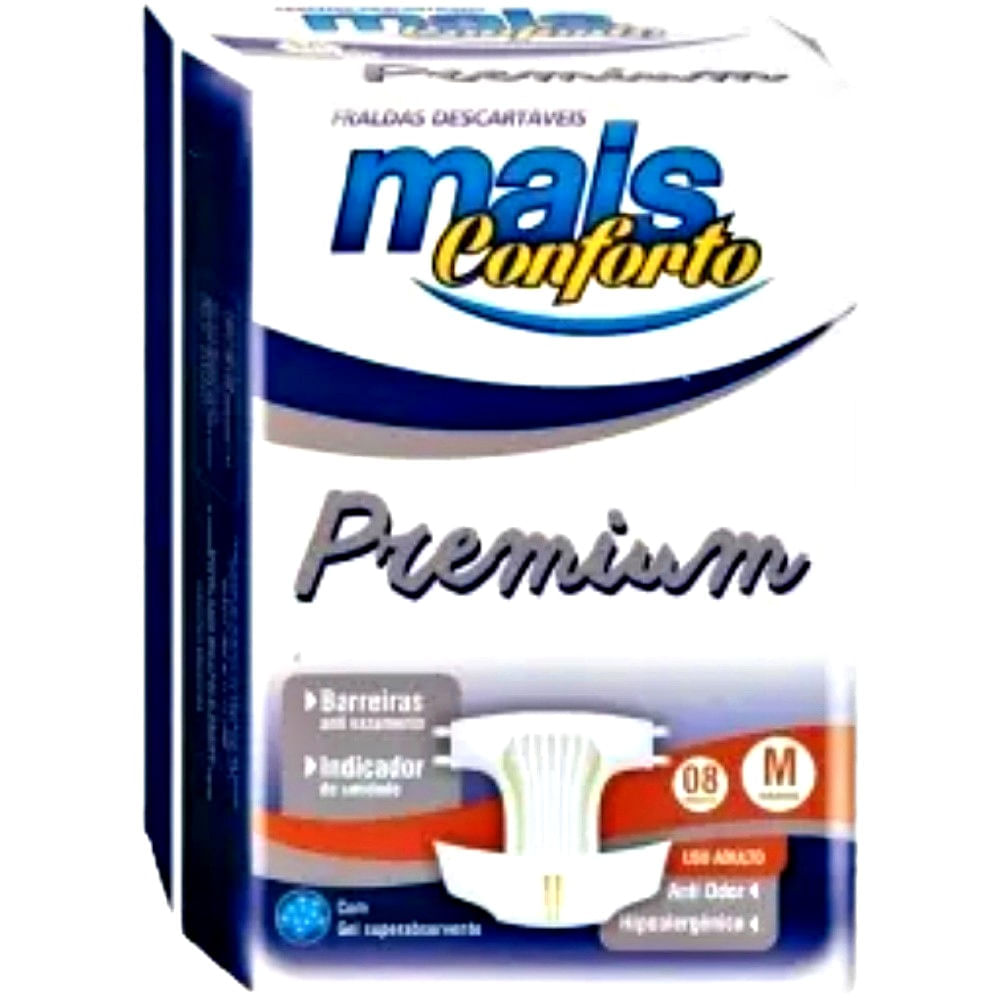Fralda Geriátrica Mais Conforto Premium Tam M - 08 Fraldas