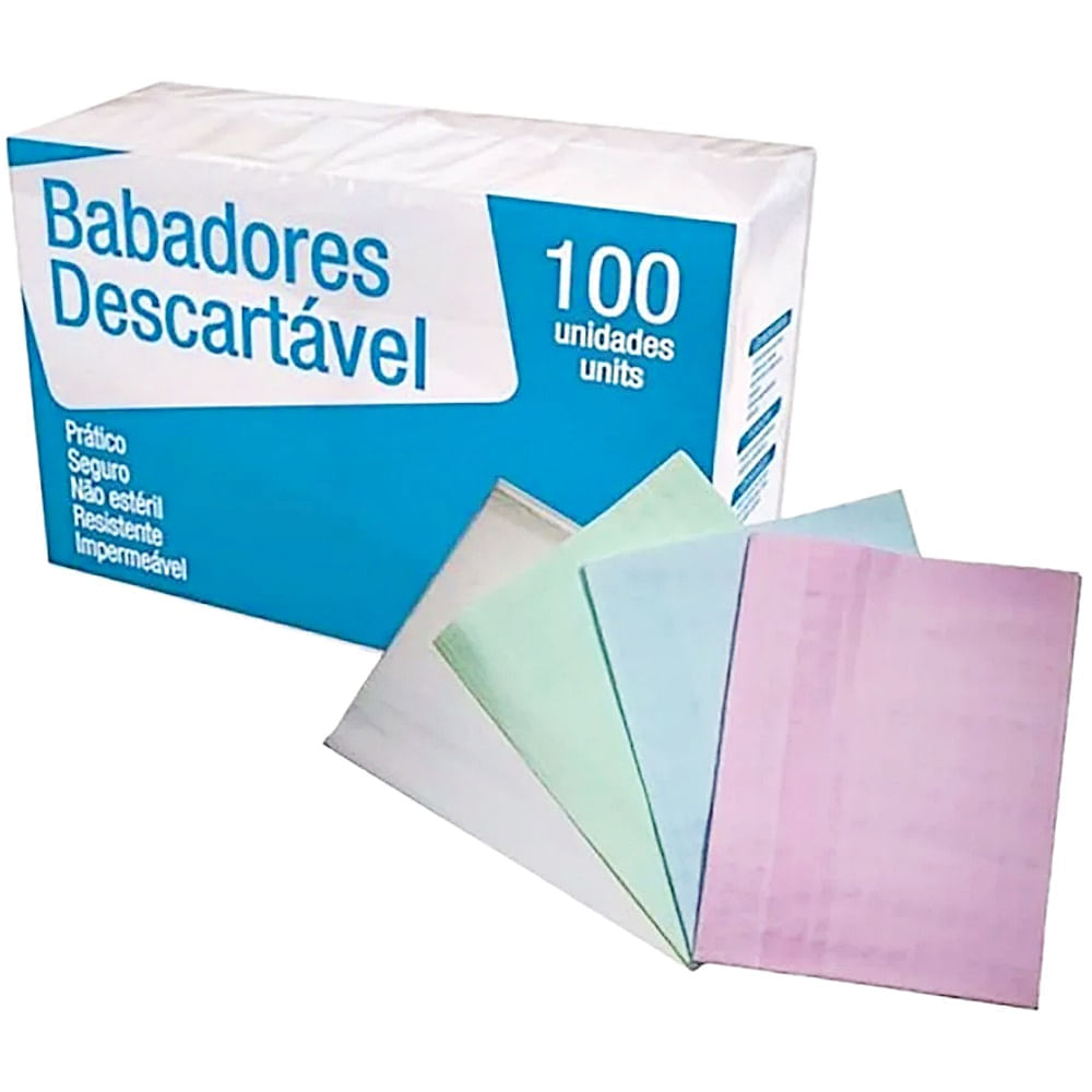 Babador Impermeável Best Care Descartável Colorido - 100 Unidades