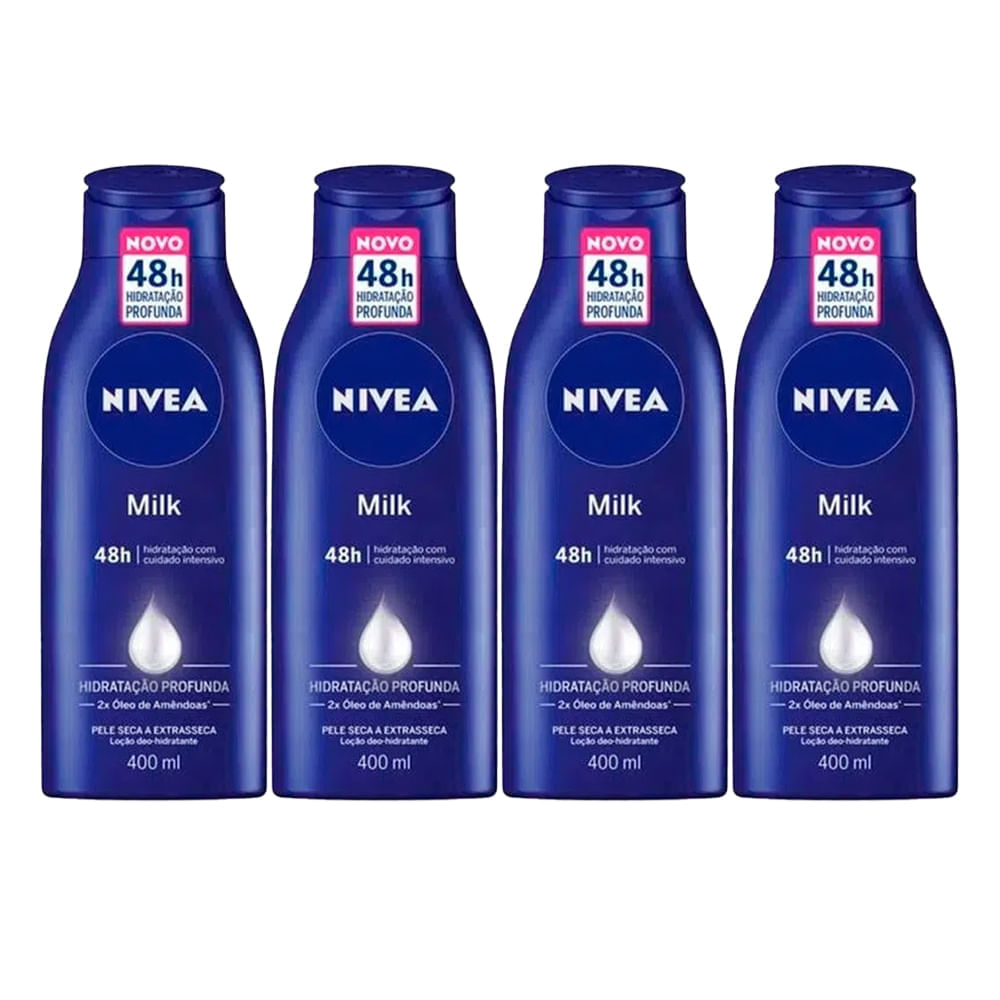 Kit 4 Cremes Hidratantes Corporais Nívea Body Extra Seca 400ml