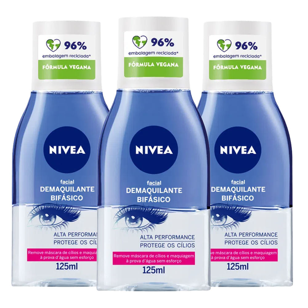 Kit 3 Demaquilantes Bifásico Nívea 125ml