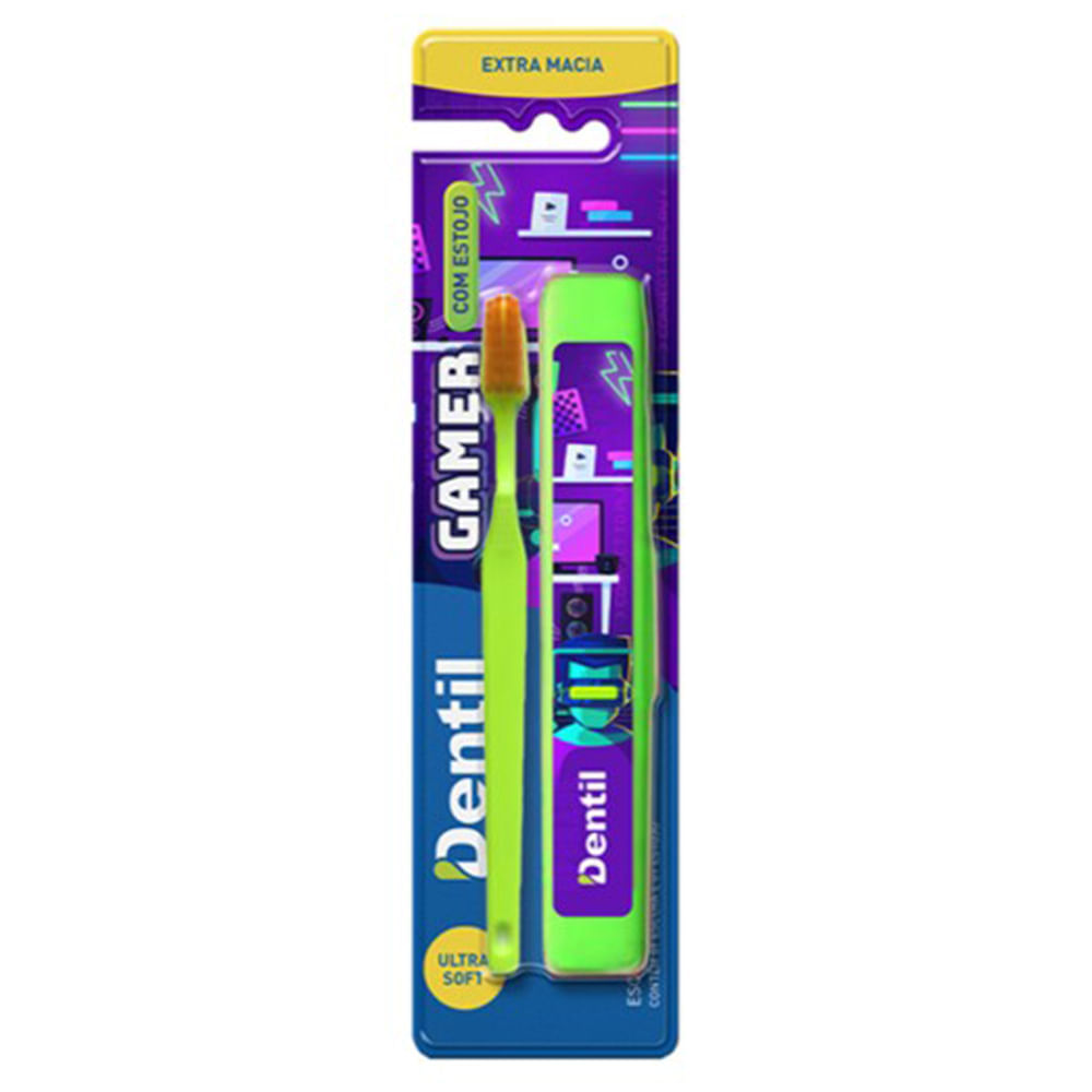 Escova De Dente Infantil Dentil Gamer Com Estojo 1 Unidade