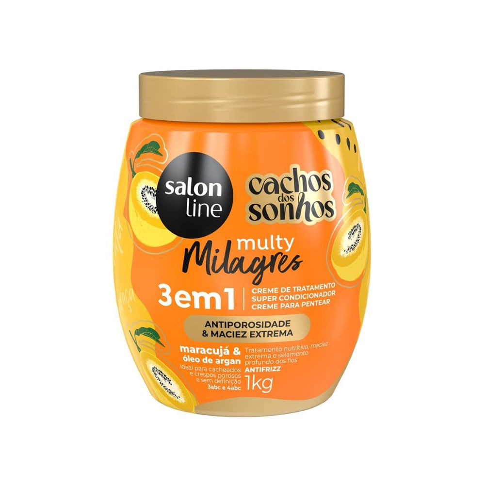 Creme 3 Em 1 Salon Line Cachos Dos Sonhos Multy Milagres Maracujá 1kg