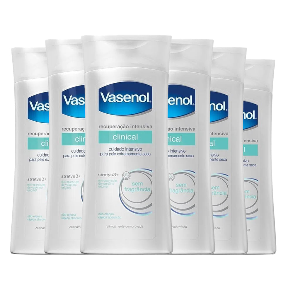 Kit Creme Hidratante Corporal Vasenol Recuperação Intensiva Reparadora 200ml 6 Unidades