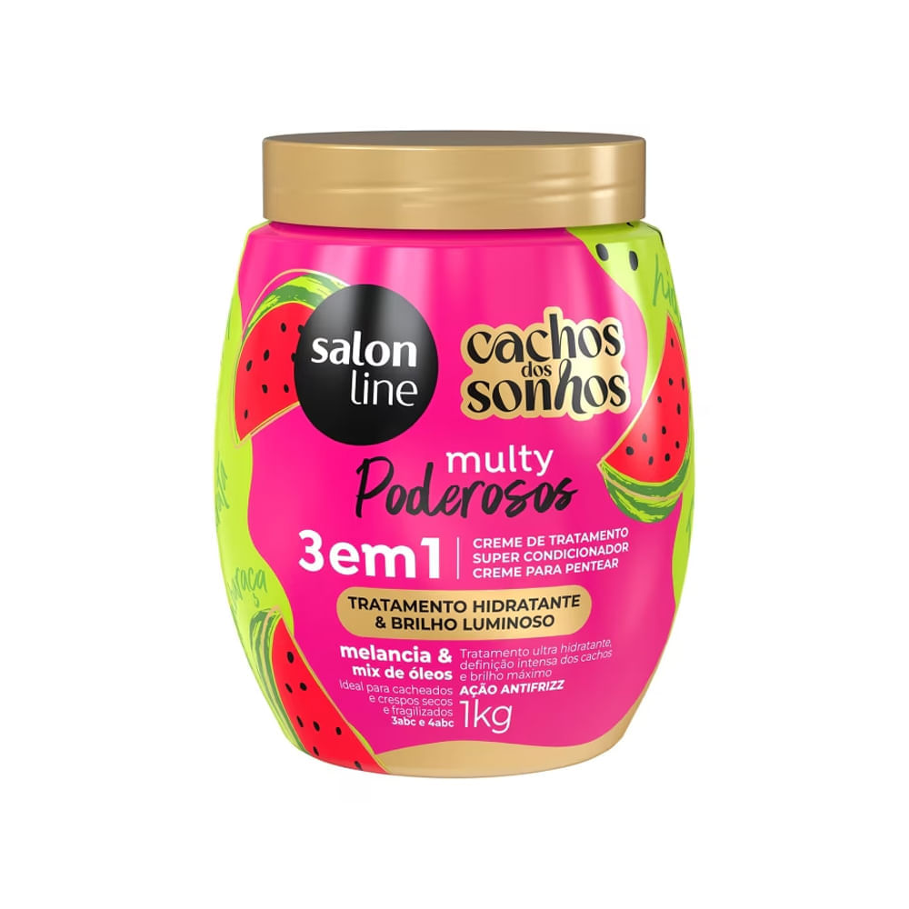 Creme 3 em 1 Salon Line Cachos Dos Sonhos Multy Poderosos Melancia 1kg