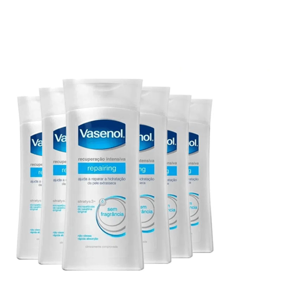 Kit Creme Hidratante Corporal Vasenol Recuperação Repairing 200ml - 6 Unidades