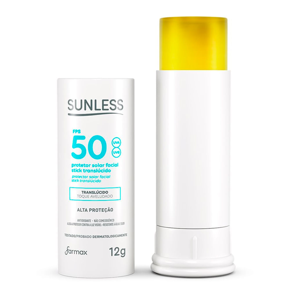 Protetor Solar Facial Sunless Stick FPS50 Translúcido 12g