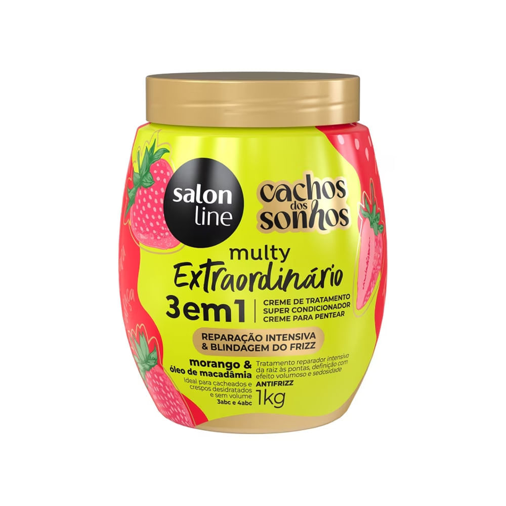 Creme 3 Em 1 Salon Line Cachos Dos Sonhos Multy Extraordinário Morango 1kg
