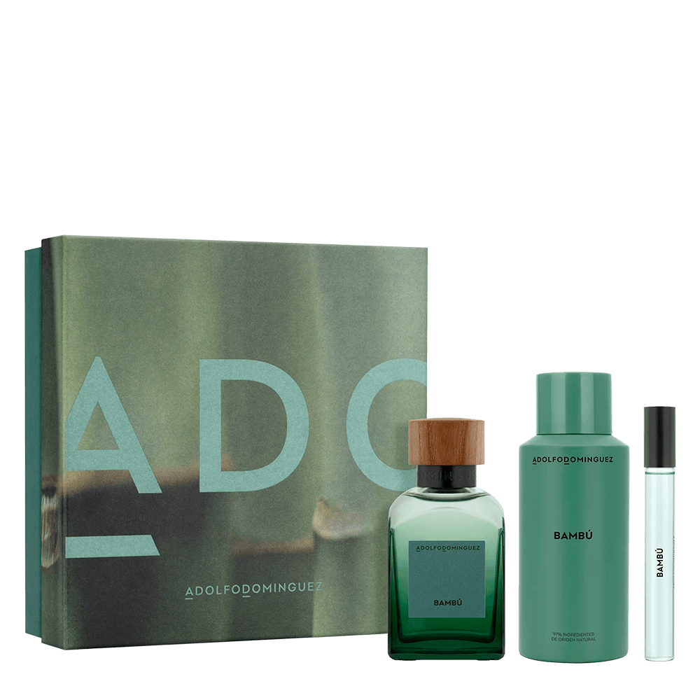 Kit Adolfo Dominguez Bambu Desodorante 150ml  Eau de Parfum 120ml Eau de Parfum 10ml  Perfume Masculino