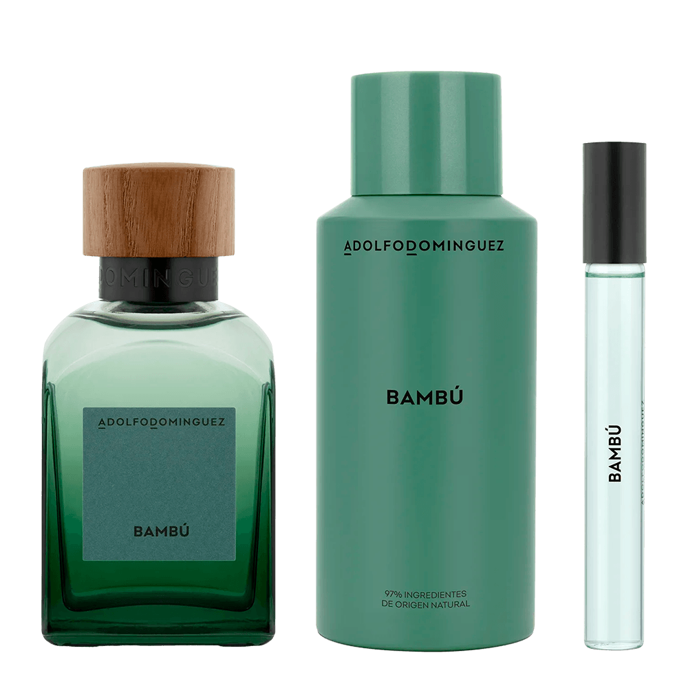 Kit Adolfo Dominguez Bambu Desodorante 150ml  Eau de Parfum 120ml Eau de Parfum 10ml  Perfume Masculino