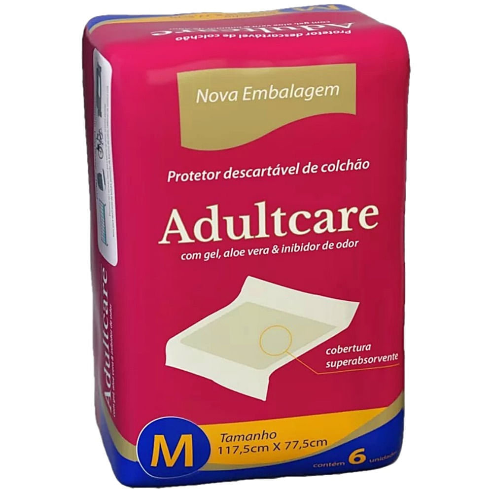 Protetor Descartável Colchão Adultcare M 117.5x77.5cm - 6 Unidades