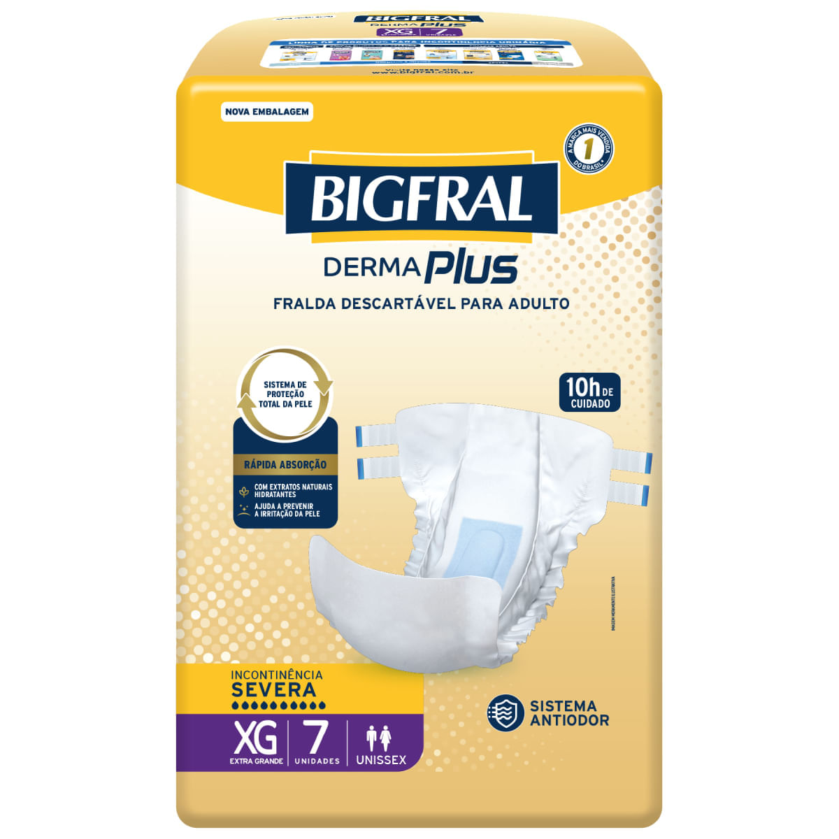 Fralda Geriátrica Derma Plus Bigfral - Tamanho Xg - 07 Unidades
