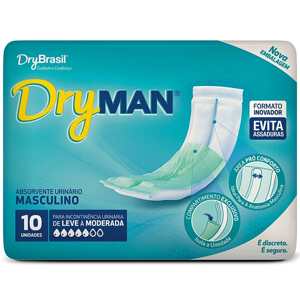 Absorvente Masculino Dryman - 10 Unidades