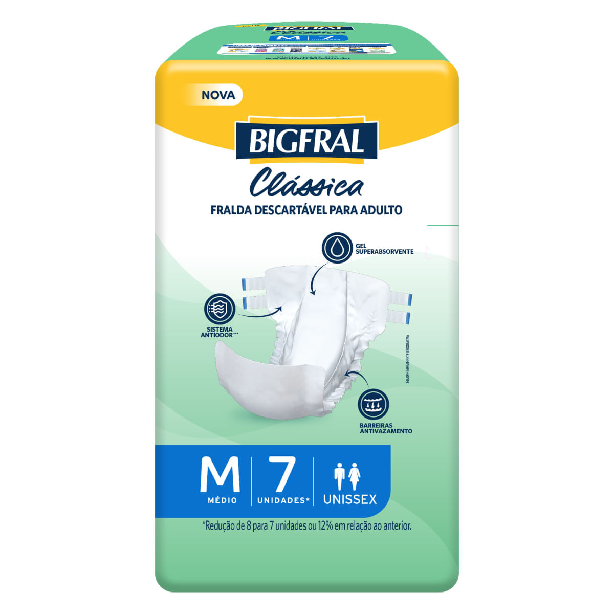 Fralda Geriátrica Clássica Bigfral - Tamanho M - 07 Unidades - Novo Modelo