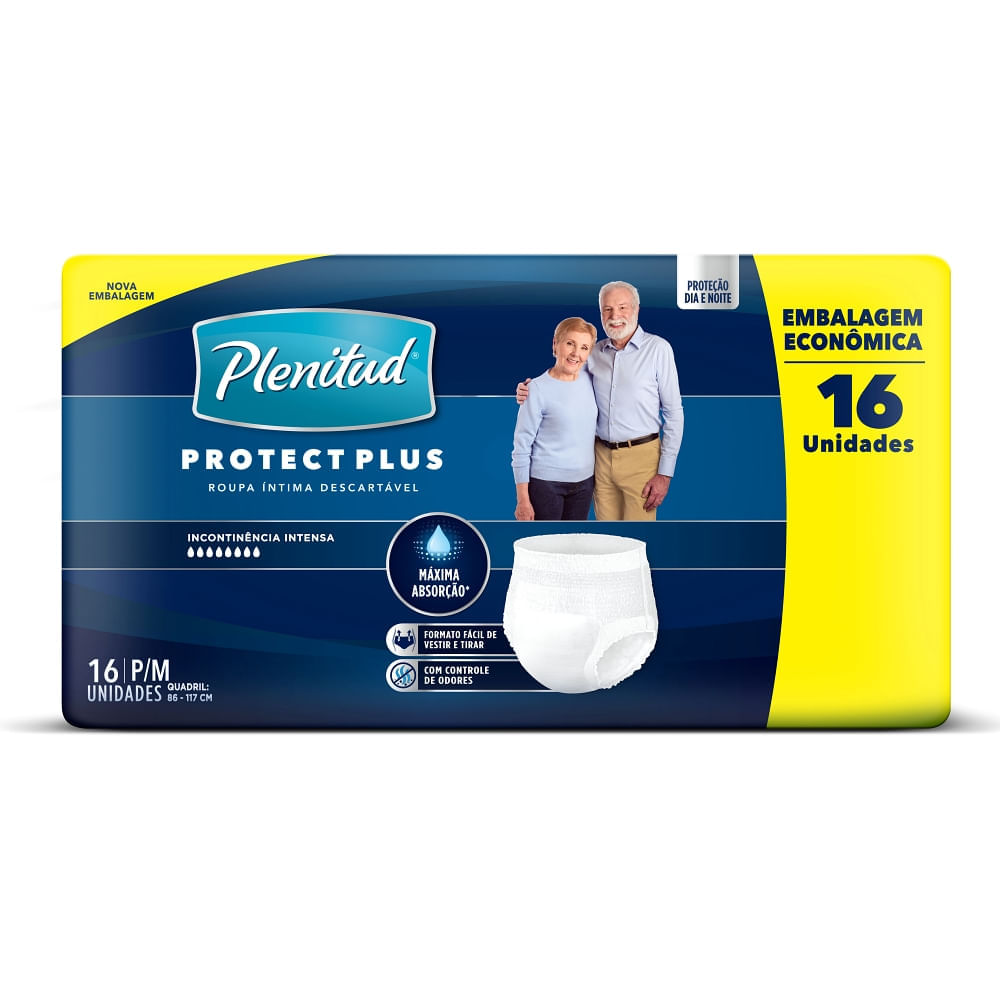 Roupa Íntima Descartável Plenitud Protect Plus Unissex P/m - 16 Unidades