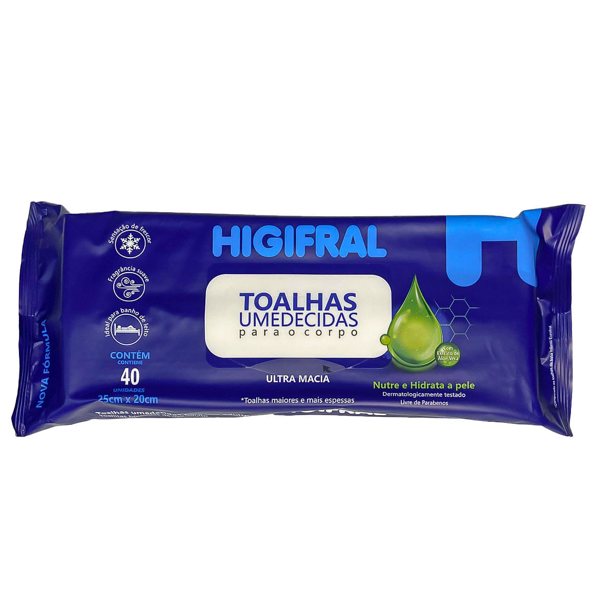 Toalhas Umedecidas Higifral Uso Adulto - 40 Unidades