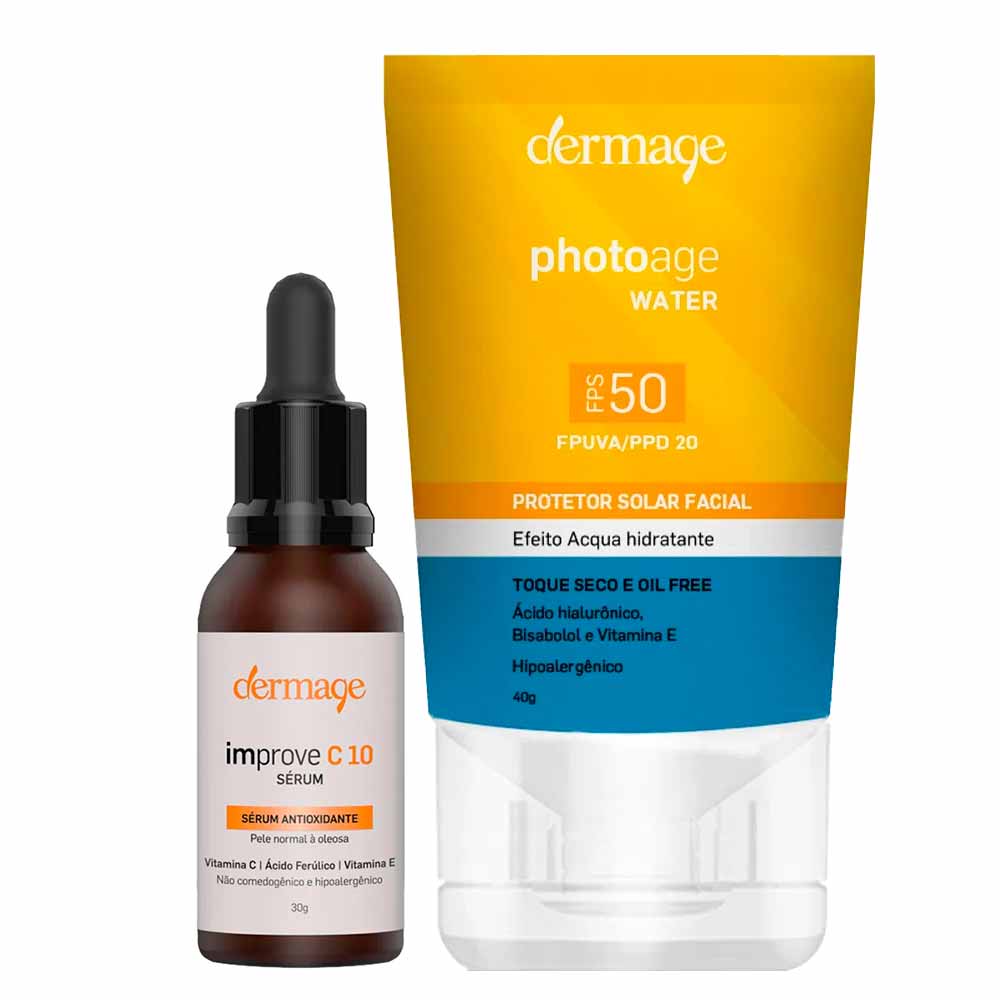 Dermage Kit - Protetor Solar Facial + Sérum Antioxidante Para Rejuvenescimento Facial Kit
