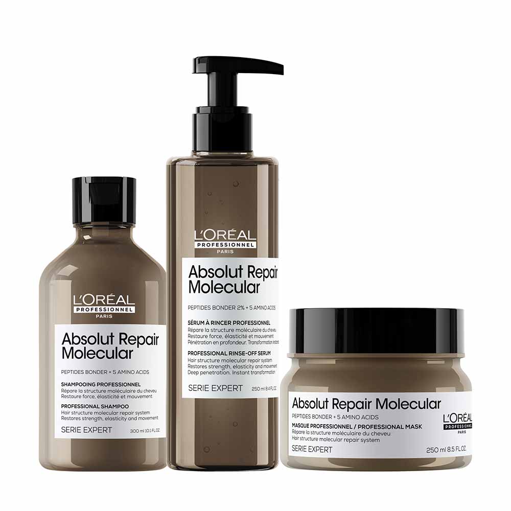 L'Oréal Professionnel Absolut Repair Molecular Kit de Tratamento Capilar: Shampoo + Sérum + Máscara Para Cabelos Danificados a muito Danificados Kit