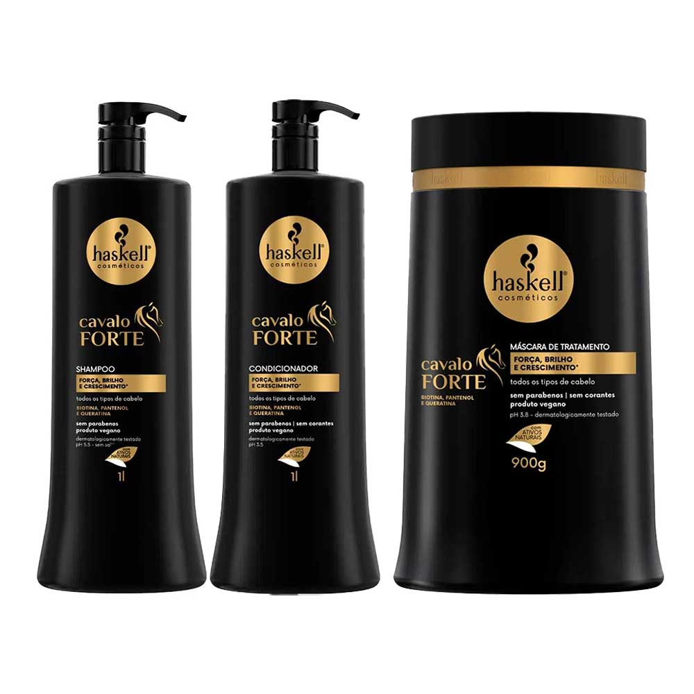 Haskell Cavalo Forte Kit - Shampoo + Condicionador + Máscara Kit