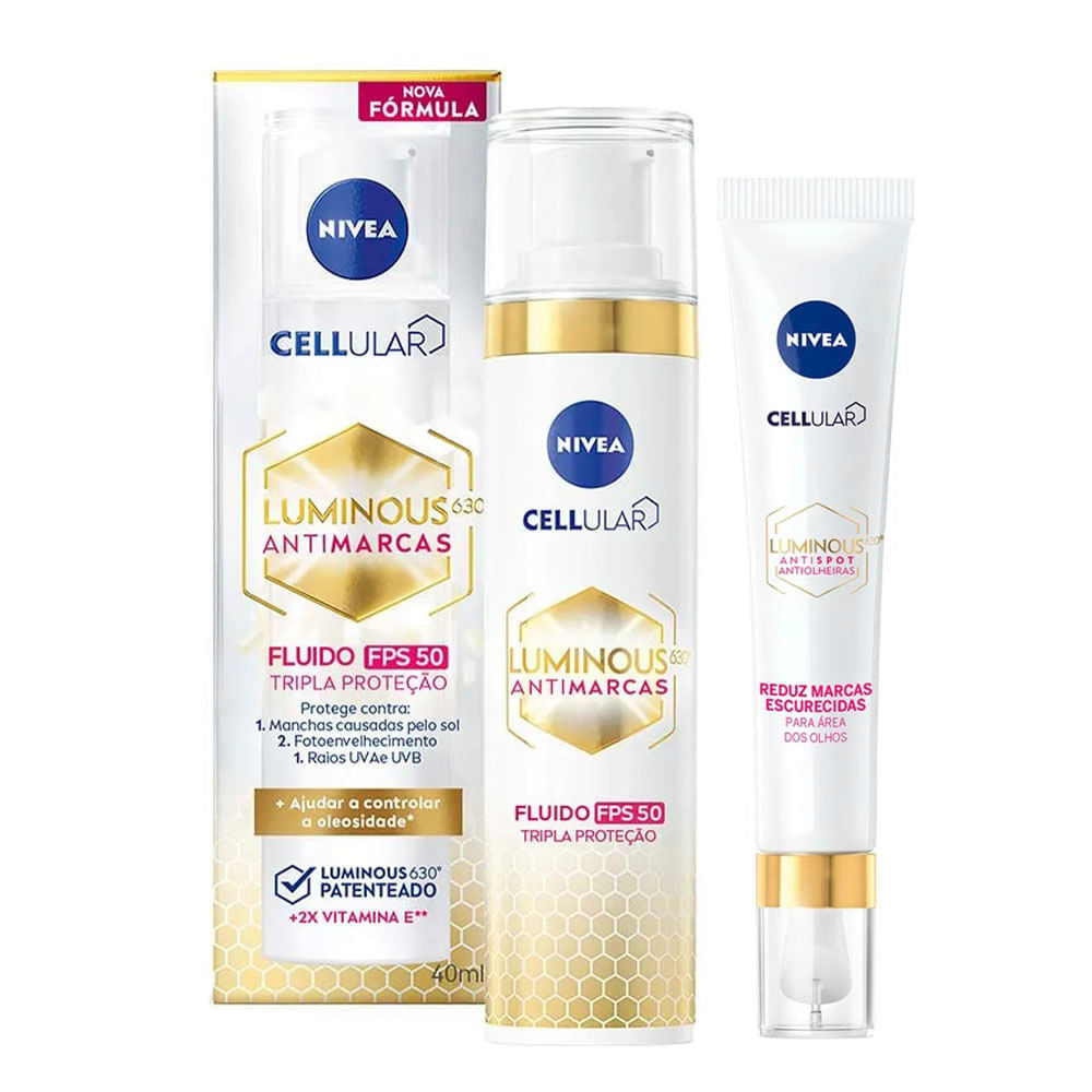 NIVEA Cellular Luminous 630 Kit - Uniformizador Facial + Fluido Facial Protetor FPS50 Kit